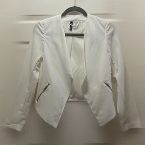 H&M White Blazer with Zipper Accents